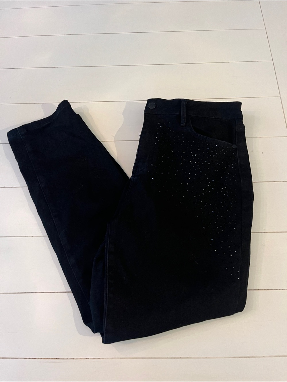 Judy Blue Black Skinny Jeans with Subtle Rhinestone Accent